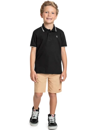 Quimby - Camisa Polo Infantil para Menino Preto - QUIMBY