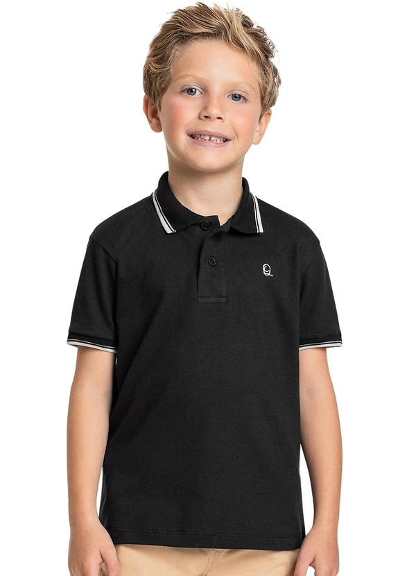 Quimby - Camisa Polo Infantil para Menino Preto