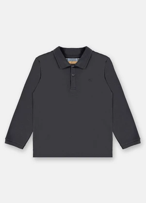 Up Baby - Camisa Polo Infantil Suedine Cinza - UP BABY