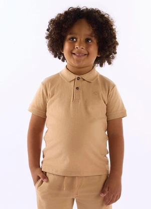 Up Baby - Camisa Polo Infantil Suedine Marrom - UP BABY