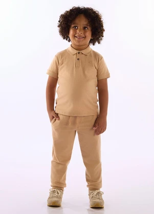 Up Baby - Camisa Polo Infantil Suedine Marrom - UP BABY