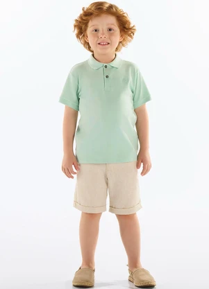 Up Baby - Camisa Polo Infantil Suedine Verde - UP BABY