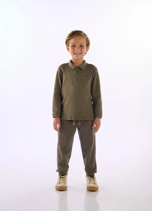 Up Baby - Camisa Polo Infantil Suedine Verde - UP BABY