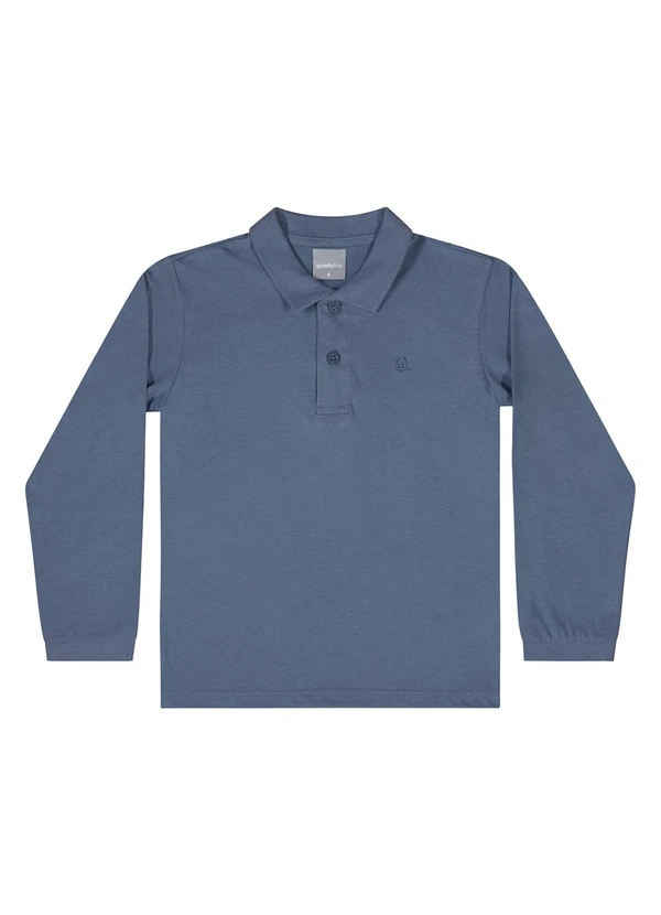 Quimby - Camisa Polo Manga Longa Azul