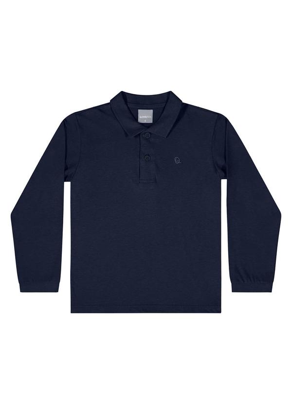 Quimby - Camisa Polo Manga Longa Azul