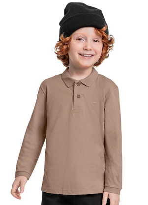 Quimby - Camisa Polo Manga Longa Marrom - QUIMBY