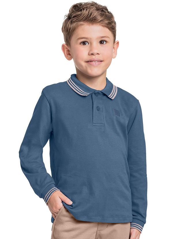 Quimby - Camisa Polo Manga Longa para Menino Azul