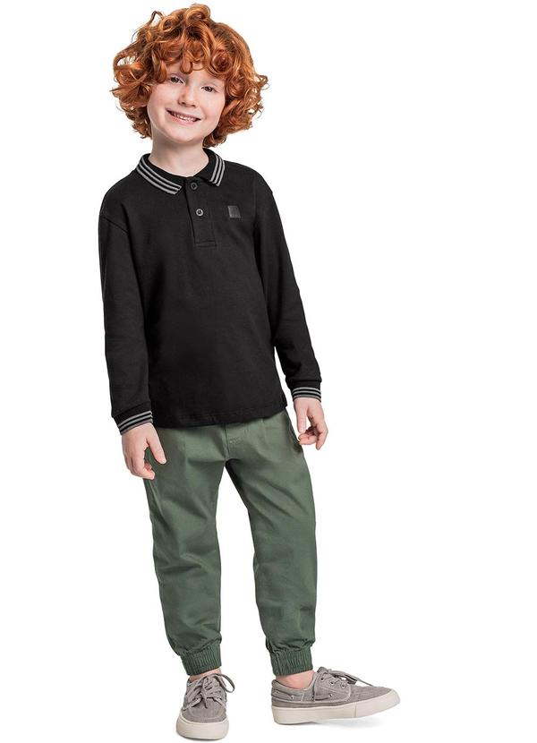 Quimby - Camisa Polo Manga Longa para Preto 2