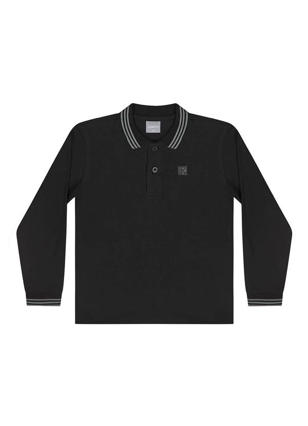 Quimby - Camisa Polo Manga Longa para Preto