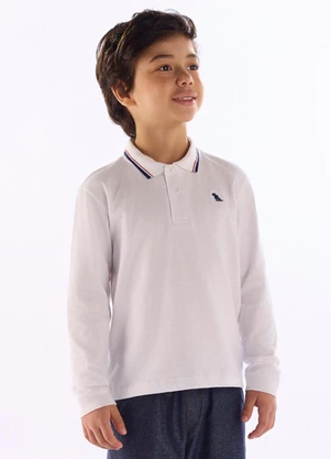 Quimby - Camisa Polo Manga Longa Piquet Branco - QUIMBY
