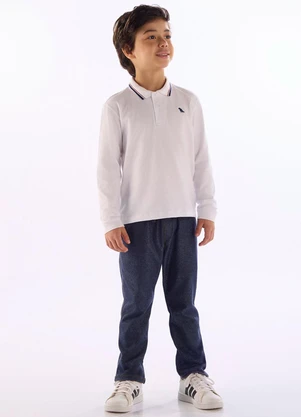 Quimby - Camisa Polo Manga Longa Piquet Branco - QUIMBY