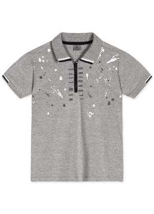 Tigor T Tigre - Camisa Polo Menino Cinza - TIGOR T TIGRE