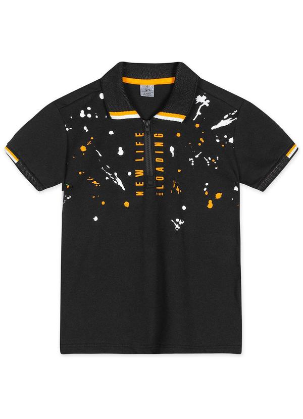Tigor T Tigre - Camisa Polo Menino Preto