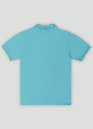 Camisa Polo Menino Básica com Bordado Quimby Azul - QUIMBY