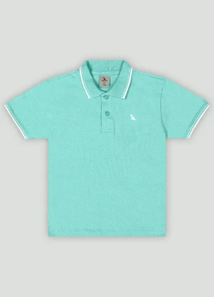 Camisa Polo Menino Básica com Bordado Quimby Azul - QUIMBY