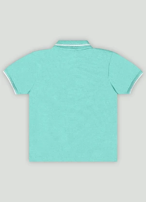 Camisa Polo Menino Básica com Bordado Quimby Azul - QUIMBY