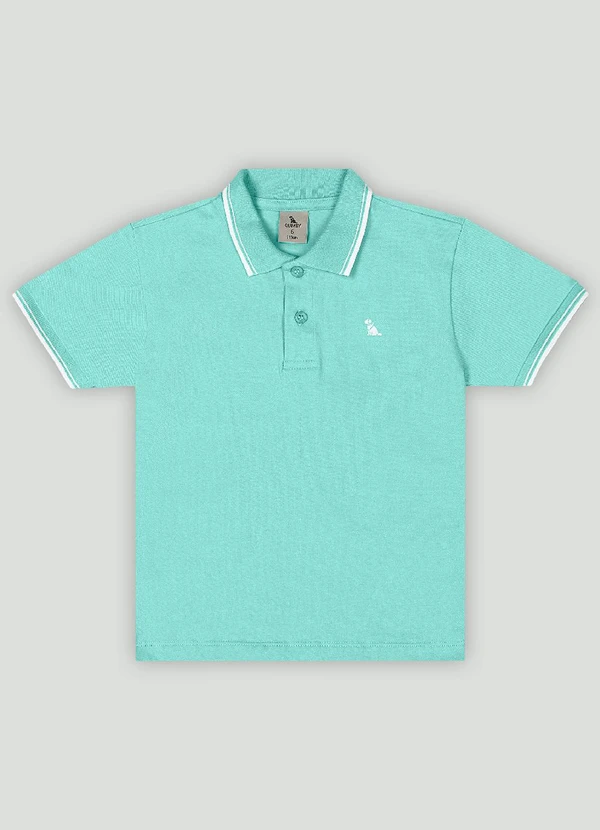 Quimby - Camisa Polo Menino Básica com Bordado Quimby Azul