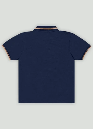 Camisa Polo Menino Básica com Bordado Quimby Azul - QUIMBY