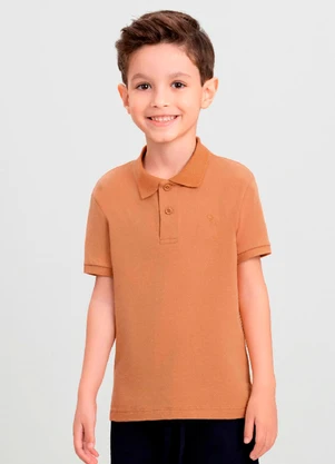 Camisa Polo Menino com Bordado Quimby Marrom - QUIMBY