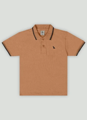 Camisa Polo Menino com Bordado Quimby Marrom - QUIMBY
