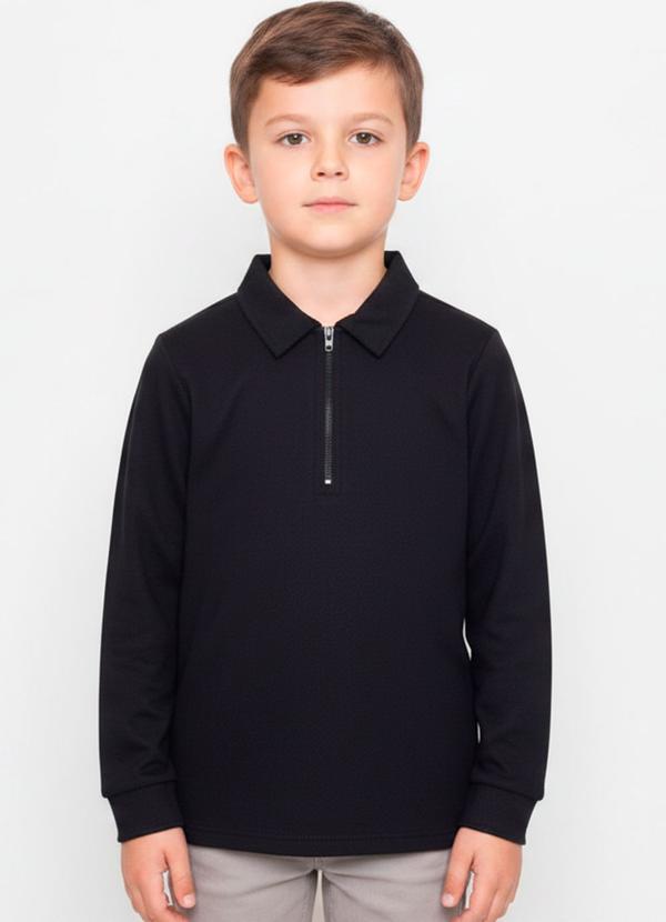 Lik Boys - Camisa Polo Ml em Piquet Preto