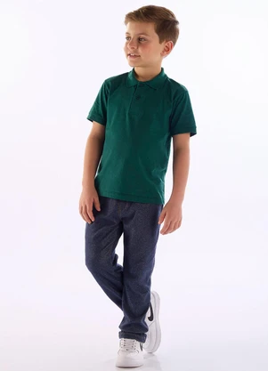 Quimby - Camisa Polo para Menino em Algodão Verde - QUIMBY