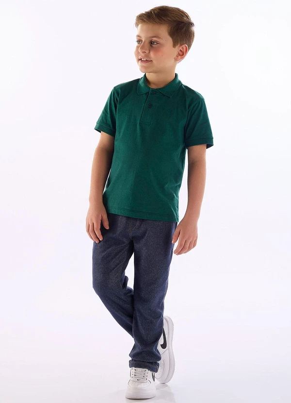 Quimby - Camisa Polo para Menino em Algodão Verde 2