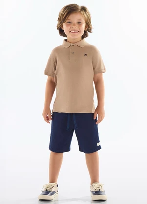 Up Baby - Camisa Polo Piquet Infantil Marrom - UP BABY