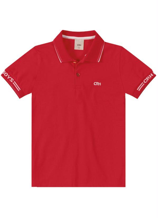 Carinhoso - Camisa Polo Tradicional Menino Vermelho