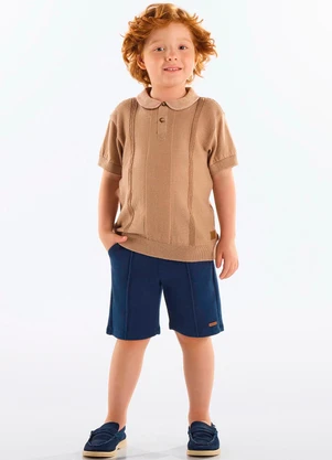 Up Baby - Camisa Polo Tricot Infantil Marrom - UP BABY