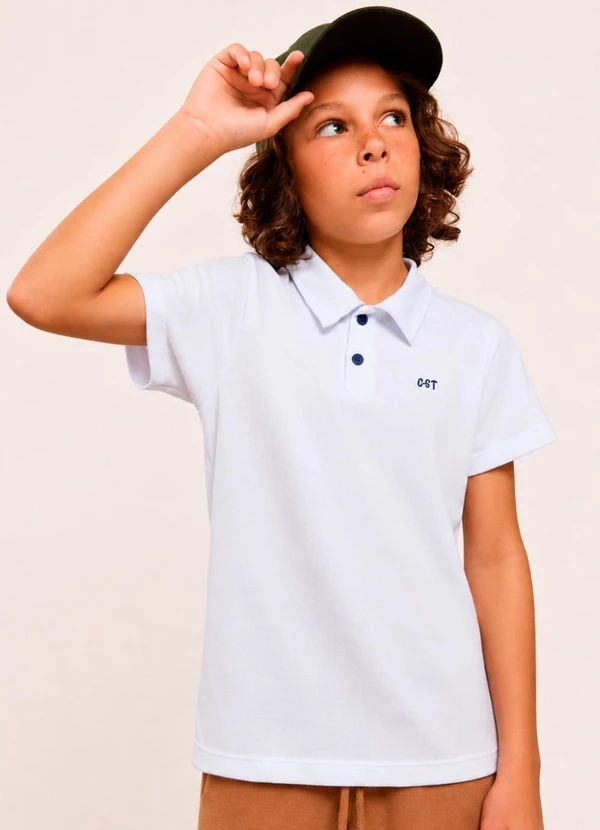 Vida Costeira - Camiseta Infantil Menino Polo Lisa Piquet com Bord