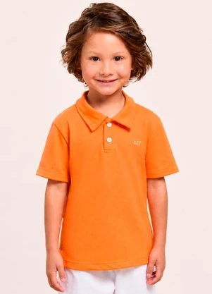 Vida Costeira - Camiseta Polo Bebê Menino Piquet com Bordado Coral - VIDA COSTEIRA