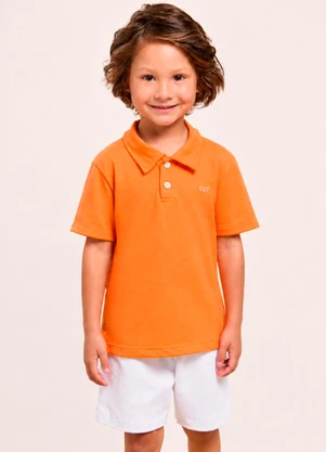 Vida Costeira - Camiseta Polo Bebê Menino Piquet com Bordado Coral - VIDA COSTEIRA