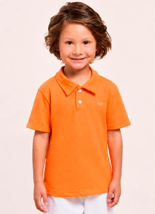 Vida Costeira - Camiseta Polo Bebê Menino Piquet com Bordado Coral
