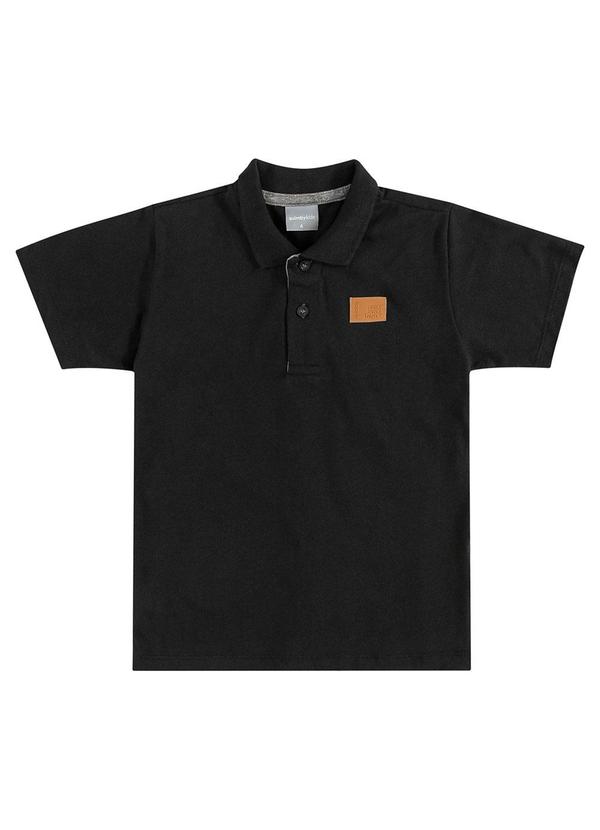 Quimby - Polo Básica Infantil para Meninos Preto