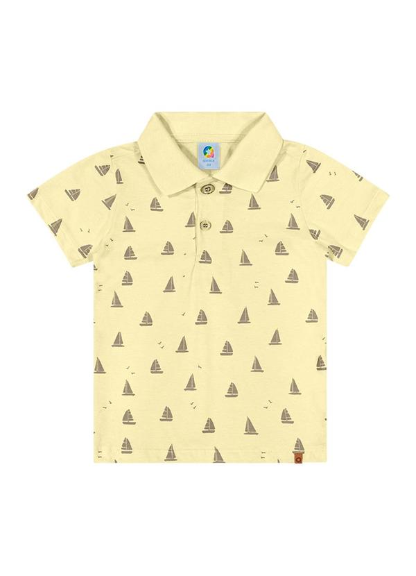 Alenice - Polo com Estampa de Mini Barcos Amarelo