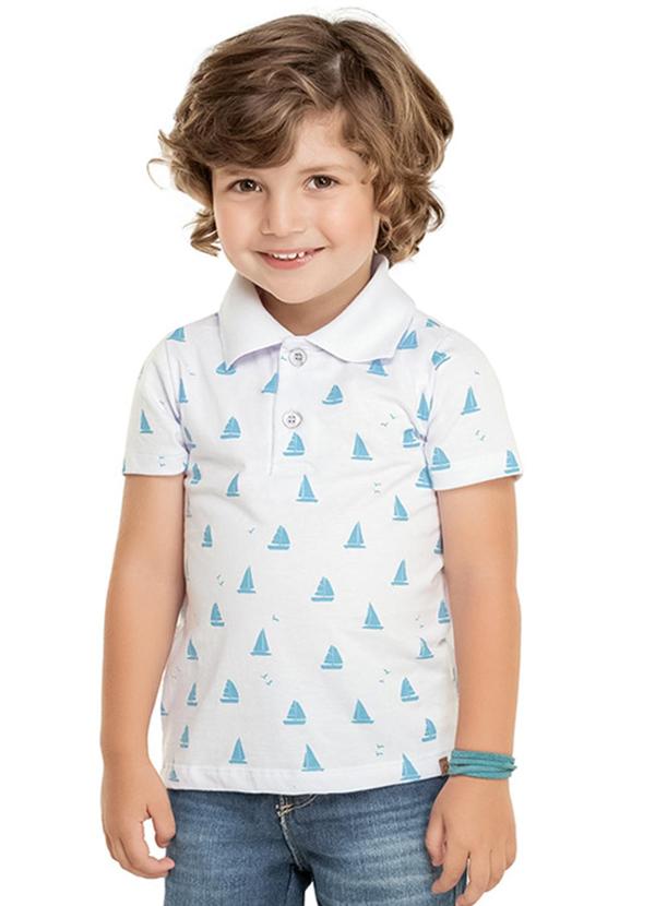 Alenice - Polo com Estampa de Mini Barcos Branco