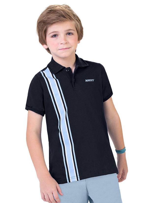 Alenice - Polo com Listras Verticais Menino Azul