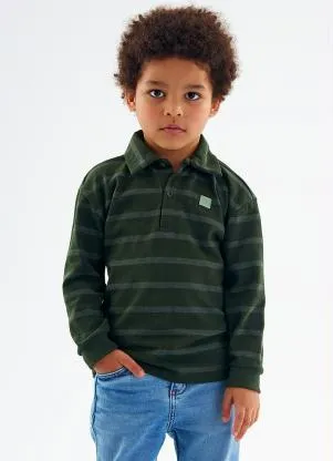 Up Baby - Polo em Malha Listrada Infantil Verde - UP BABY