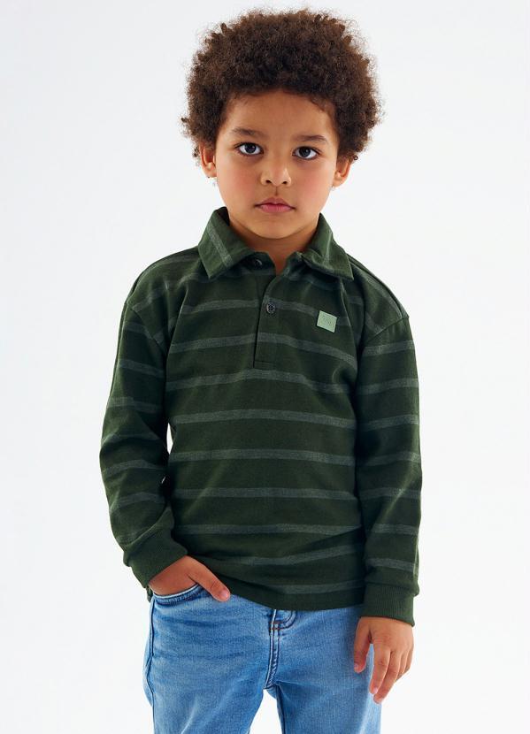 Up Baby - Polo em Malha Listrada Infantil Verde