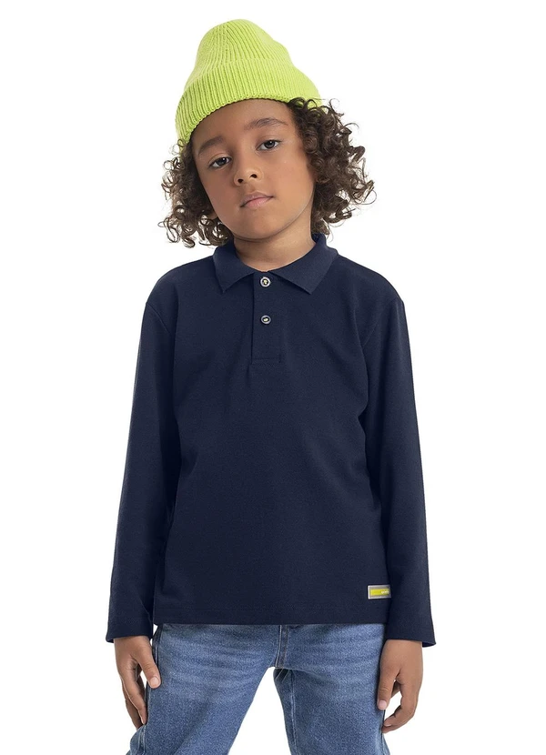 Quimby - Polo em Piquet Infantil Menino Azul