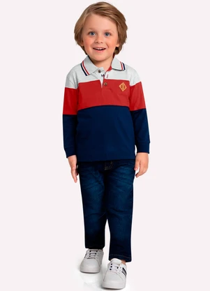 Milon - Polo Infantil Menino Bordado Azul - MILON