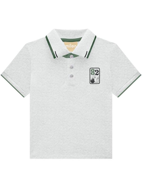 Milon - Polo Infantil Menino Bordado Milon Cinza