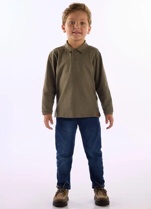 Up Baby - Polo Infantil para Menino em Piquet Verde - UP BABY