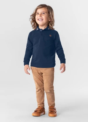 Brandili Mundi - Polo Manga Longa Infantil Menino Azul - BRANDILI MUNDI
