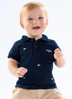 Pulla Bulla - Polo Meia Malha Azul - PULLA BULLA