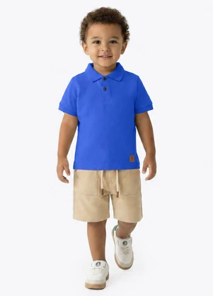 Pulla Bulla - Polo Meia Malha Azul - PULLA BULLA