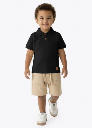 Pulla Bulla - Polo Meia Malha Preto - PULLA BULLA