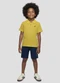 Reirex - Polo Menino Meia Malha Trabalhada Listrada Azul - variação: Amarelo