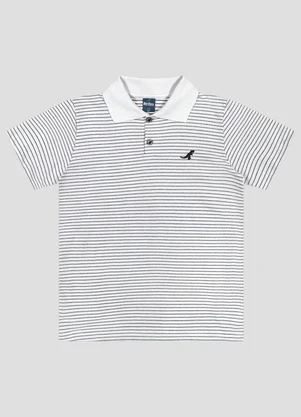 Reirex - Polo Meia Malha Trabalhada Listrada Branco - REIREX